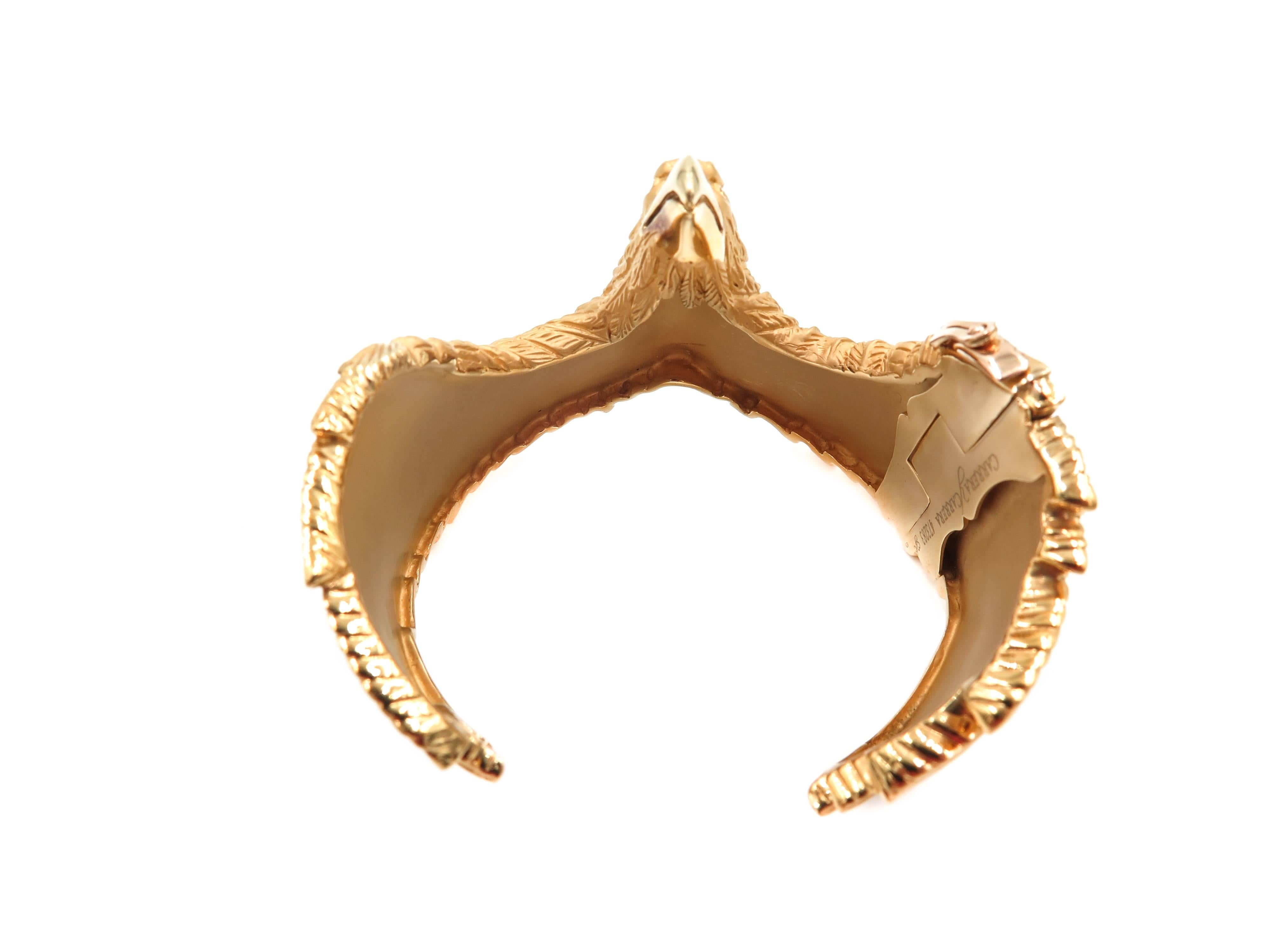 Eagle Yellow Gold Cuff Bracelet by Carrera y Carrera In New Condition In Greenwich, CT
