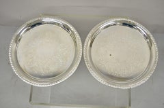 Eales 1779 Silver Plated Regency Style Round Serving Tray Platters, a Pair