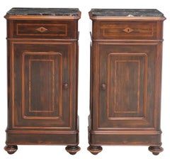 Ealry 1900s Antique (2) Italian Inlaid Rosewood, Marble-Top Bedside Cabinets!!