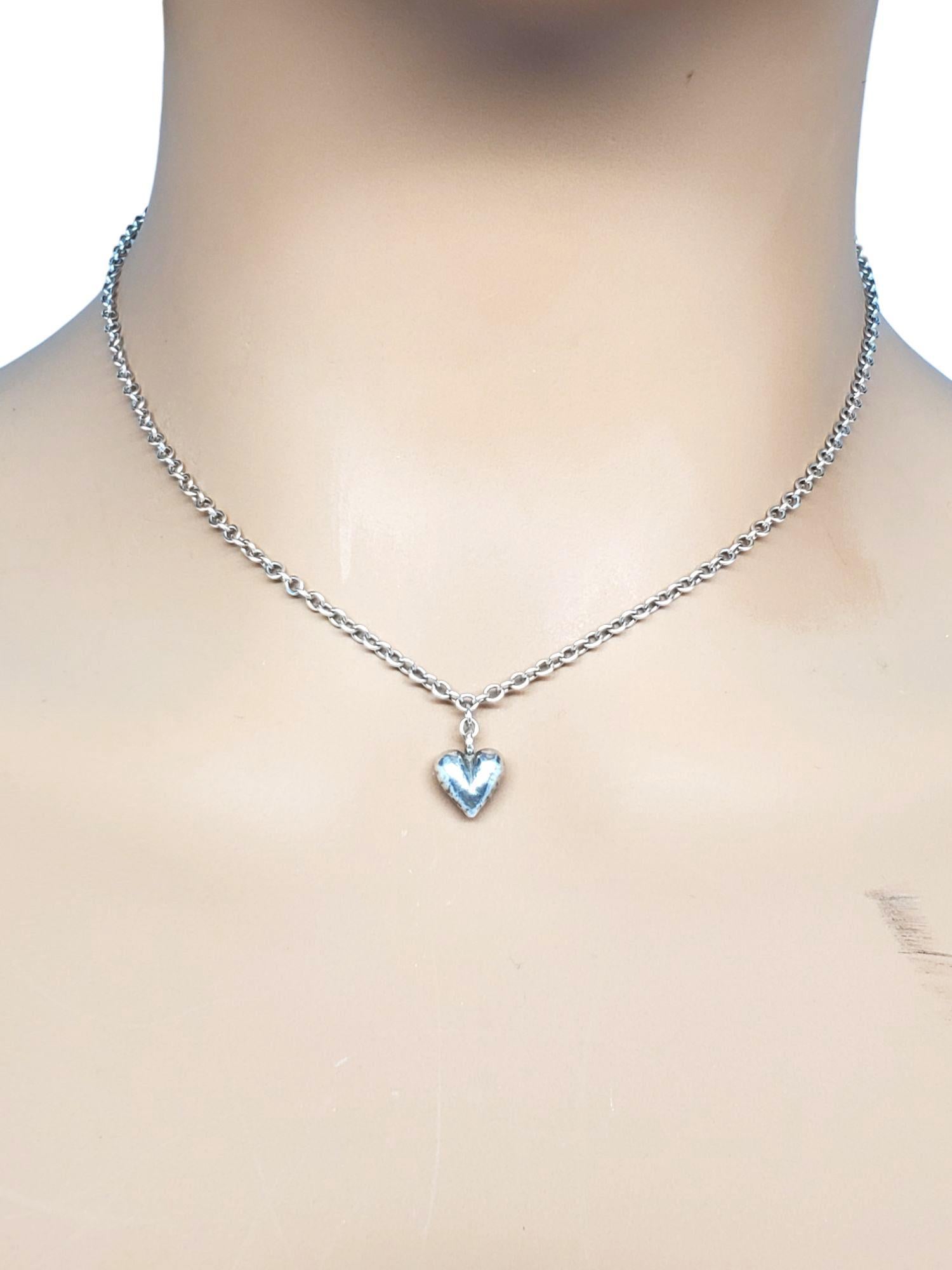 E.A.M. Sterling Silver Pickled Heart (cœur décapé)  Pendentif collier à bascule #21201 en vente 3