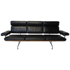 Canapé de groupe Eames 3473 en cuir souple / aluminium noyer pour Herman Miller