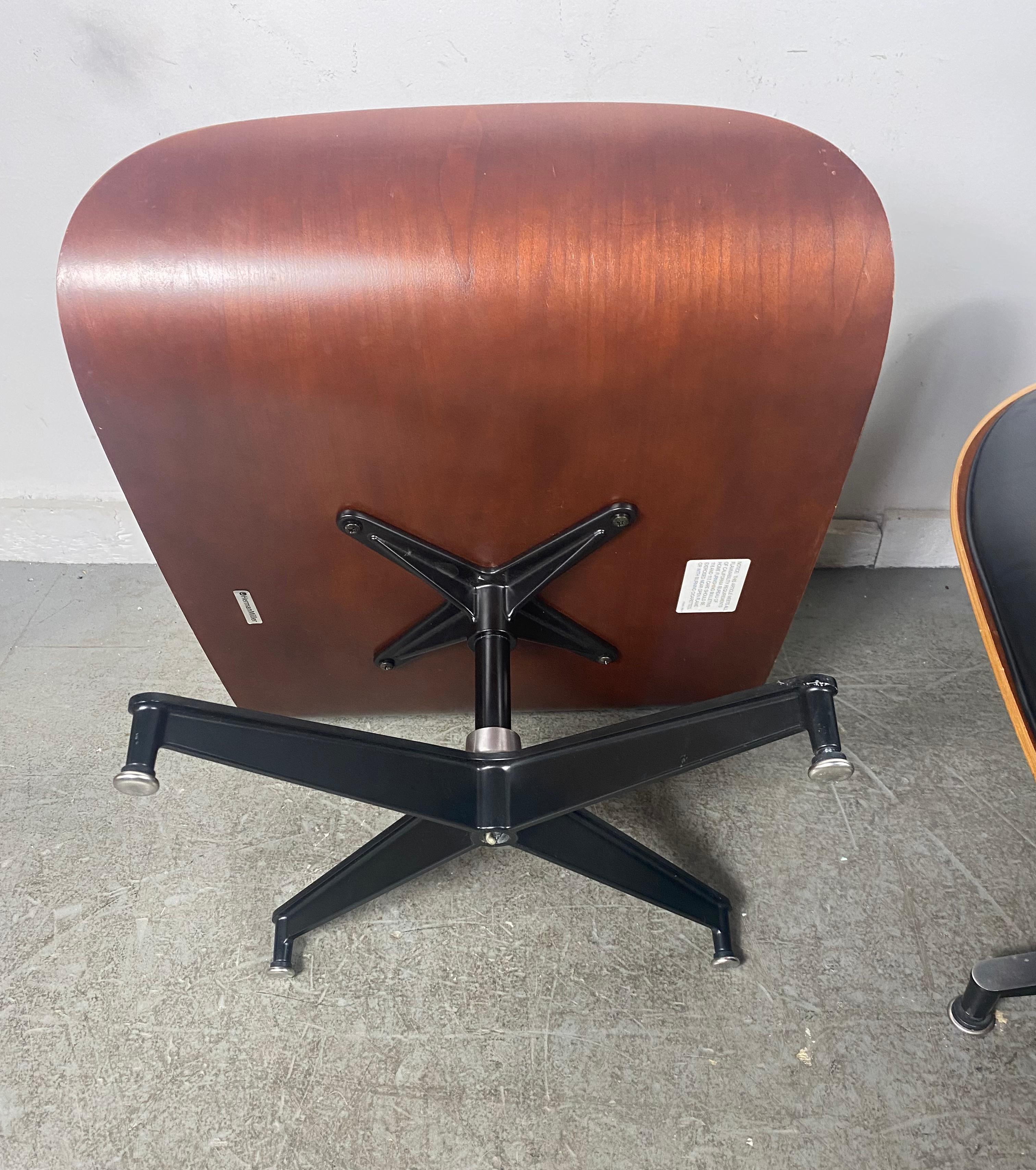 American Eames 50th Anniversary Lounge Chair and Ottoman, Cherry and Black Leather 2006