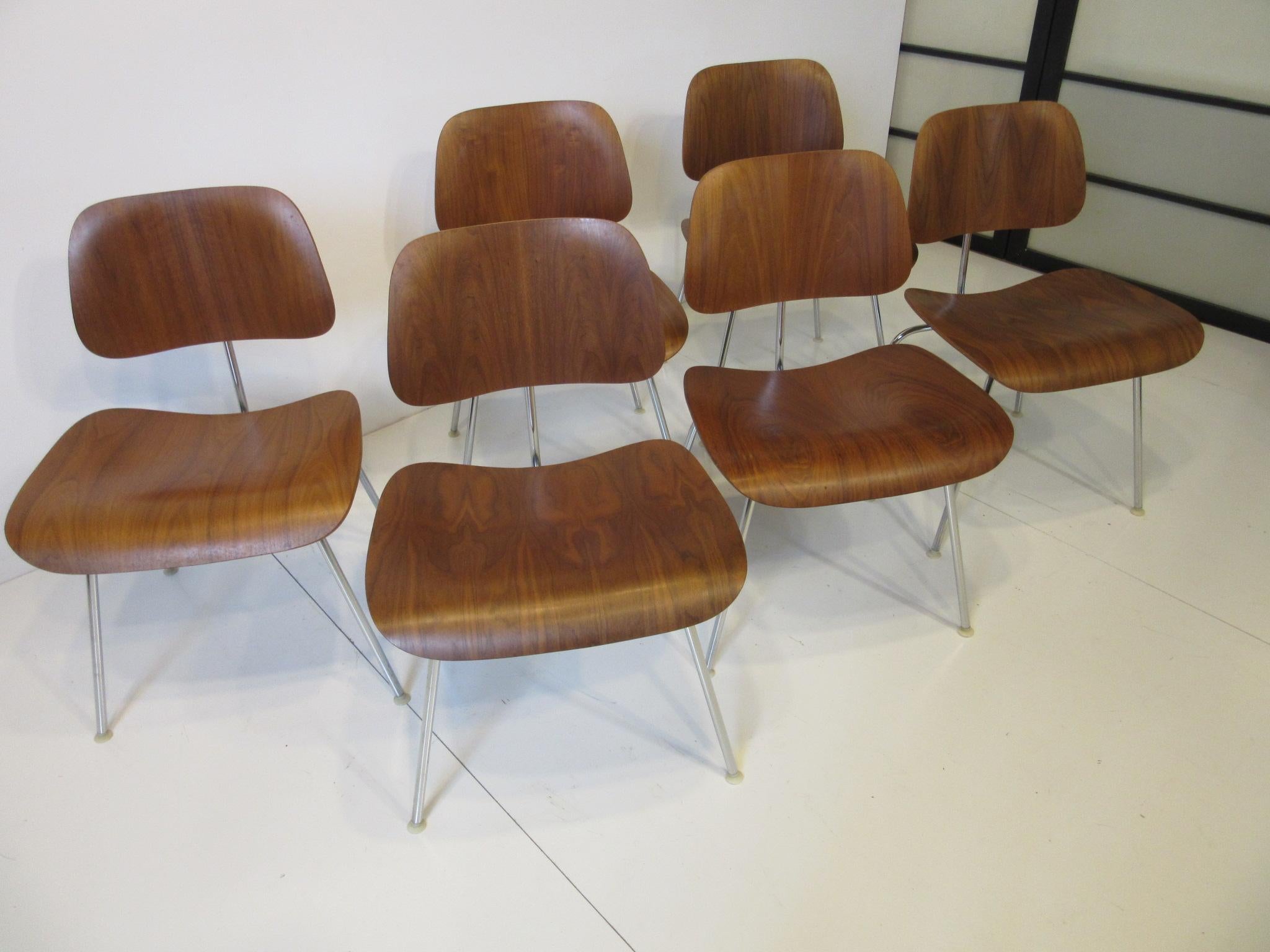 Eames 6 DCM Walnut Dining Chairs 3