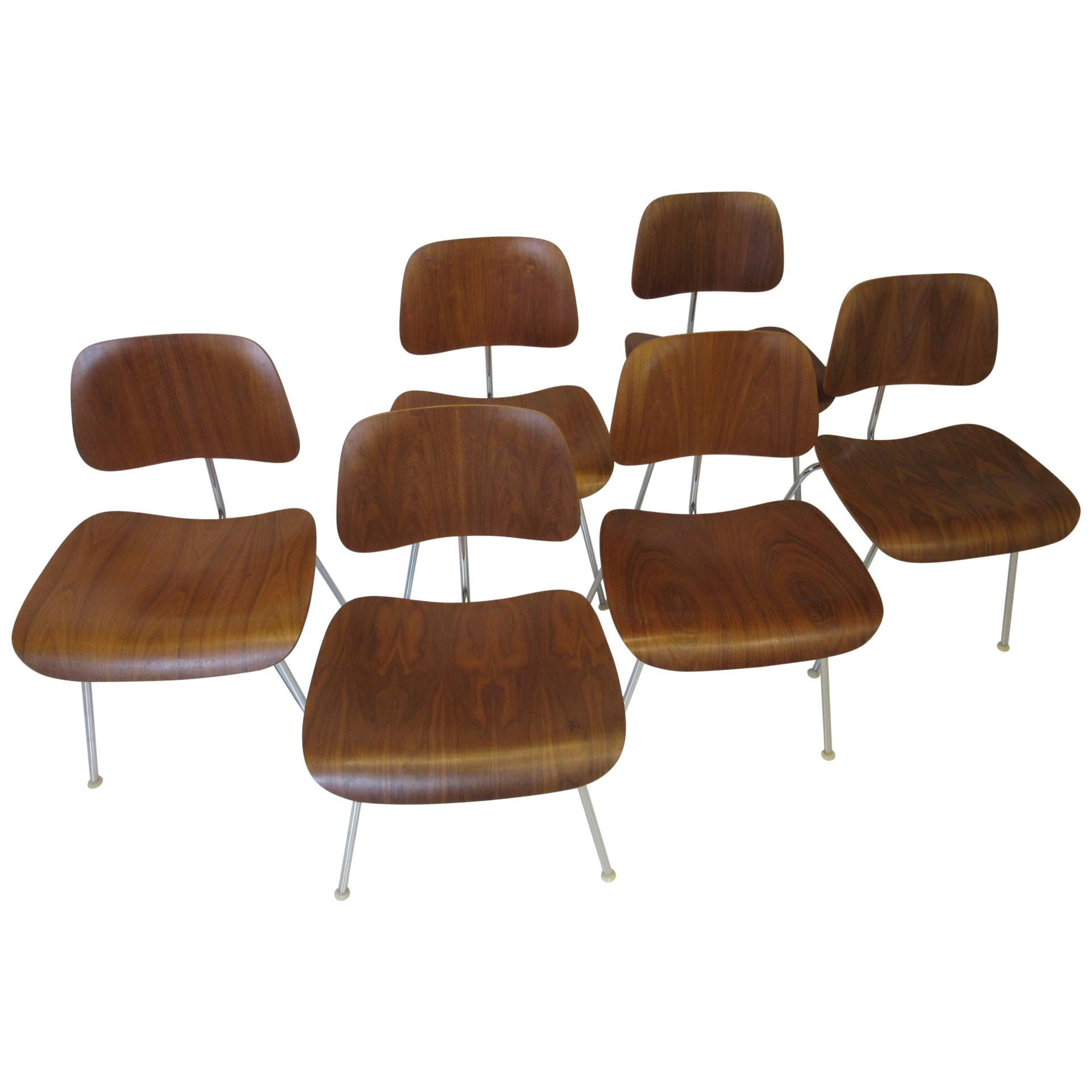 Eames 6 DCM Walnut Dining Chairs