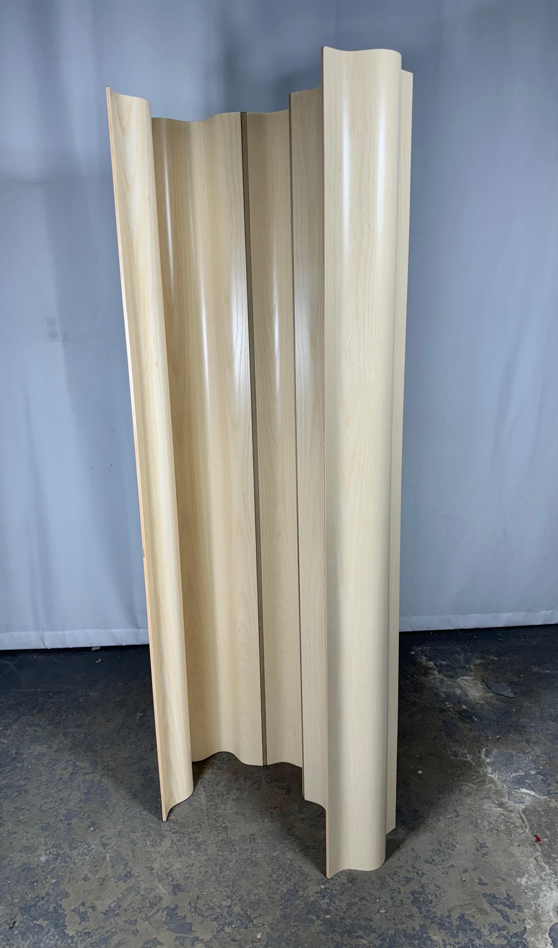 Contemporary Eames 6 -pANEL Plywood Folding Screen  FSW-6 , Stunning Custom White Ash