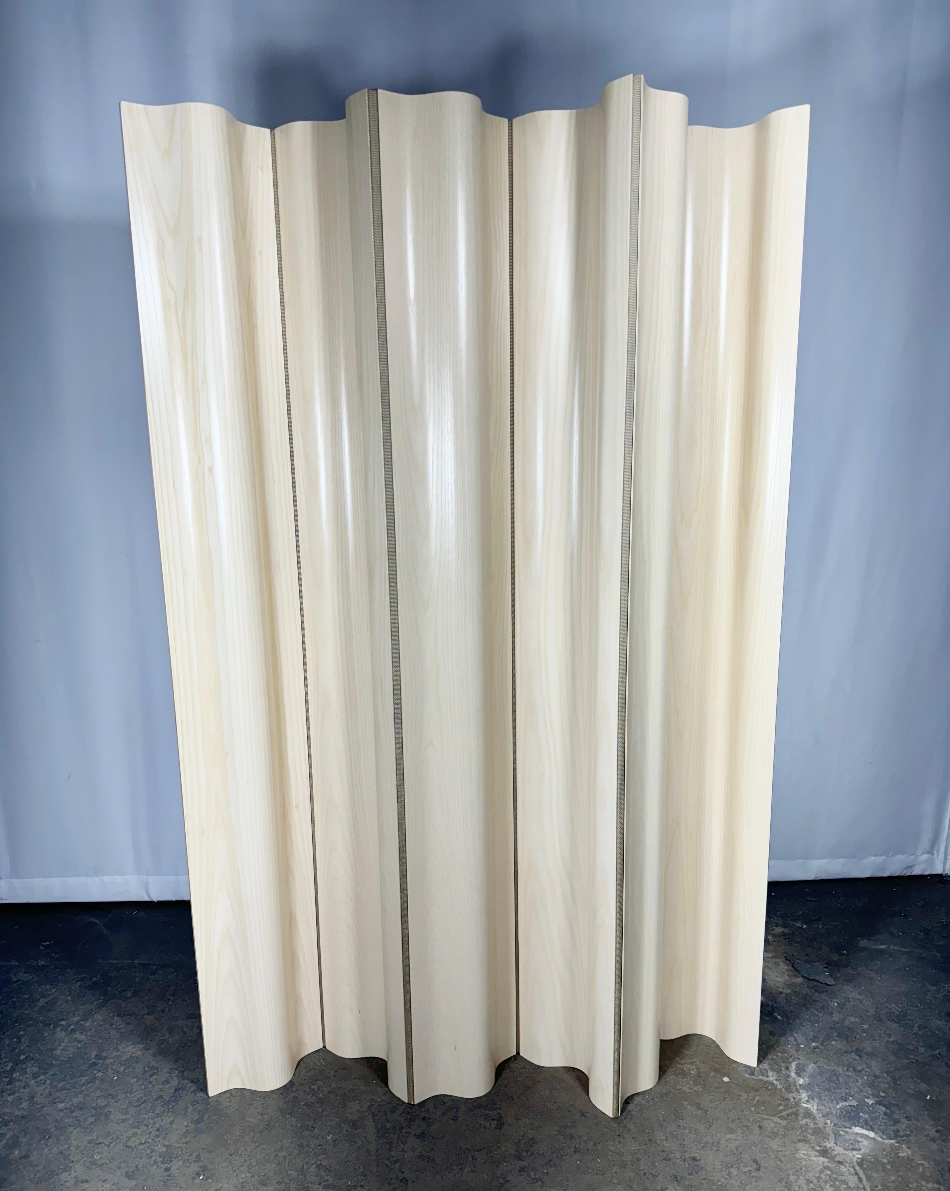 Fabric Eames 6 -pANEL Plywood Folding Screen  FSW-6 , Stunning Custom White Ash