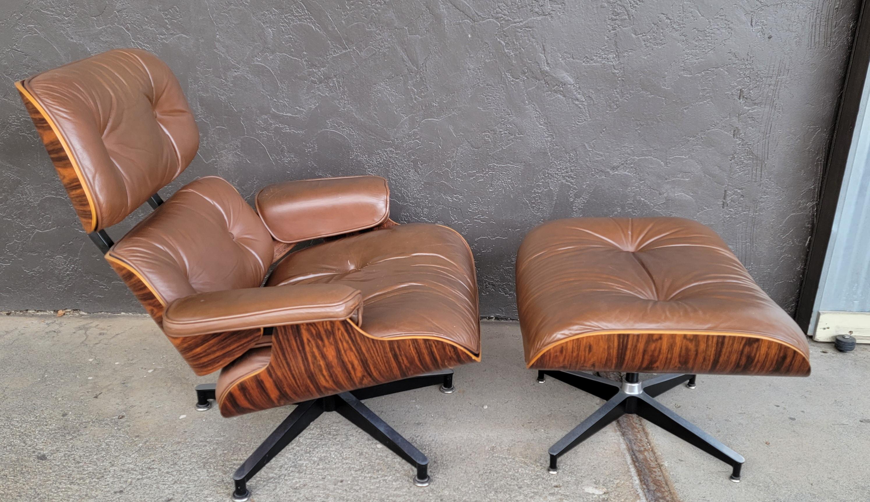 American Eames 670 671 Leather Lounge Chair & Ottoman