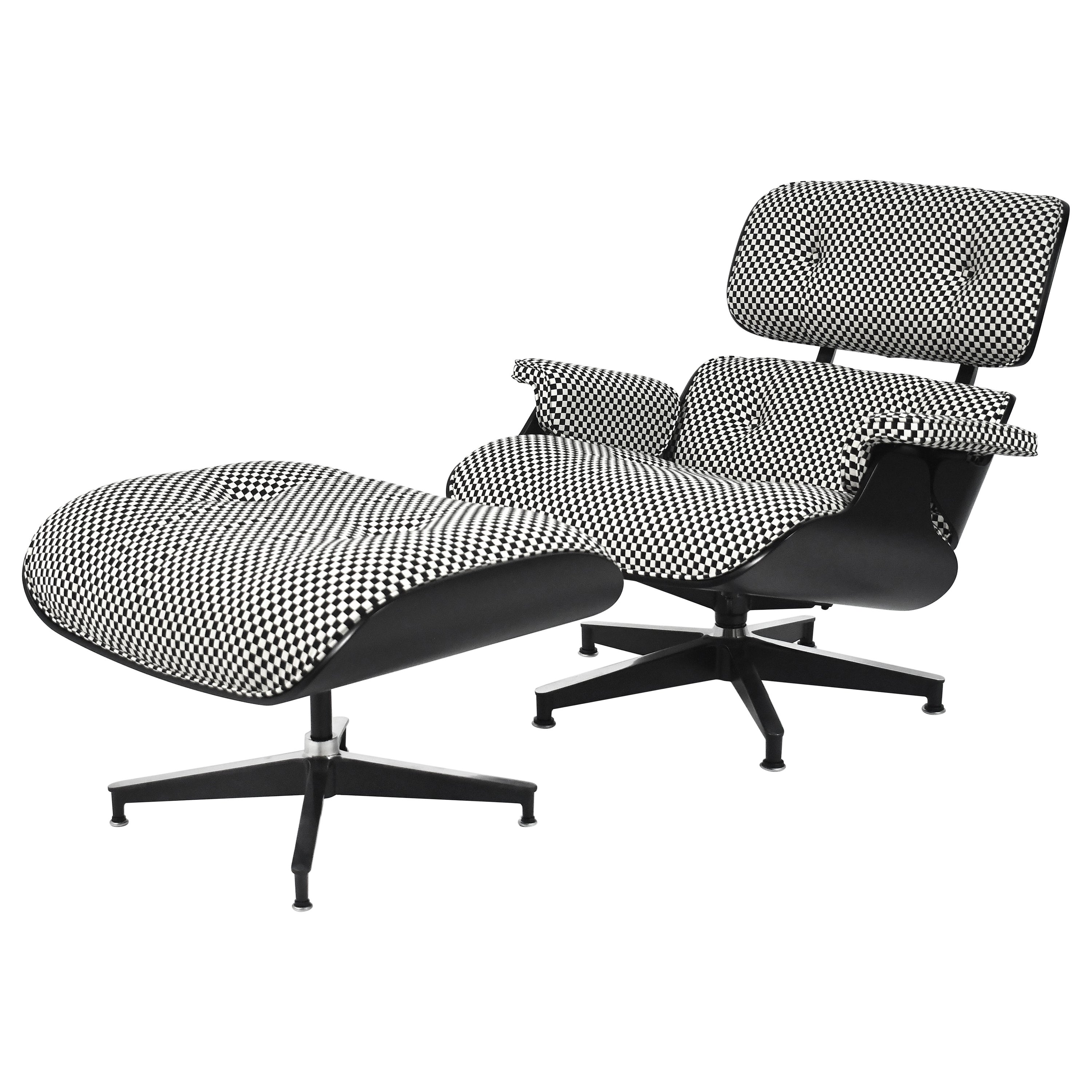 Eames 670/ 671 Lounge & Ottoman in Girard Checkered Fabric