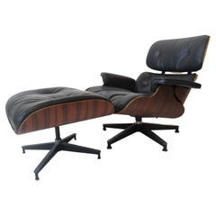 Used Eames 670 Rosewood Leather Lounge Chair with Ottoman 'B'