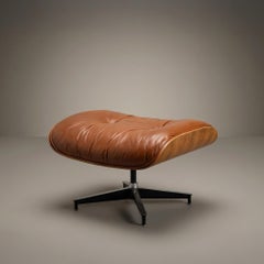 Eames 671 Lounge Ottoman in Rosewood & Cognac Leather by Herman Miller