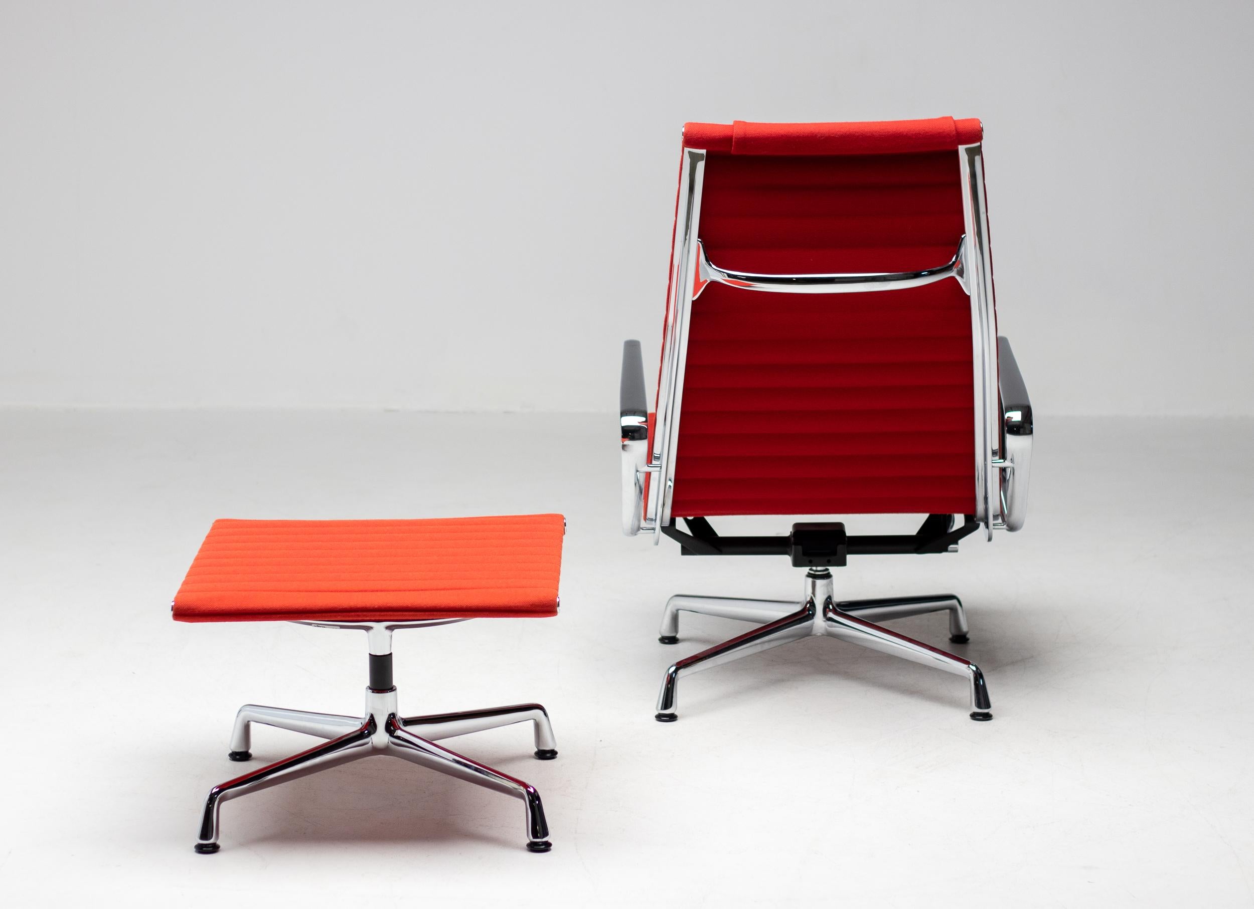 Eames Aluminium Group Lounge Chair and Ottoman for Vitra at 1stDibs