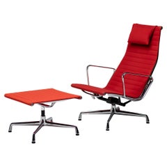 Chaise longue et repose-pieds en aluminium Eames Aluminium Group pour Vitra