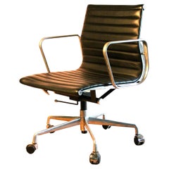 Eames Aluminum Group Black Leather Herman Miller Desk Chair