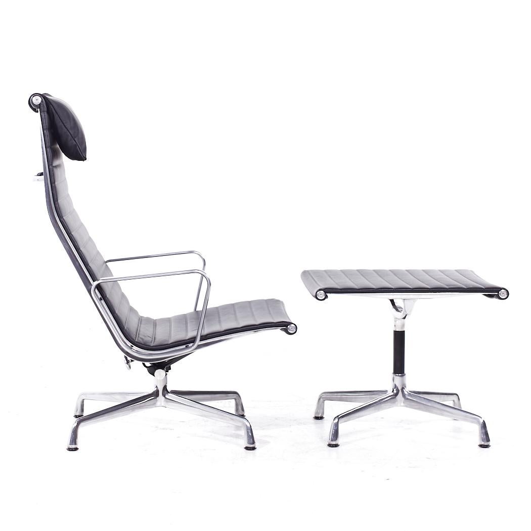Metal Eames Aluminum Group Chair and Ottoman For Sale