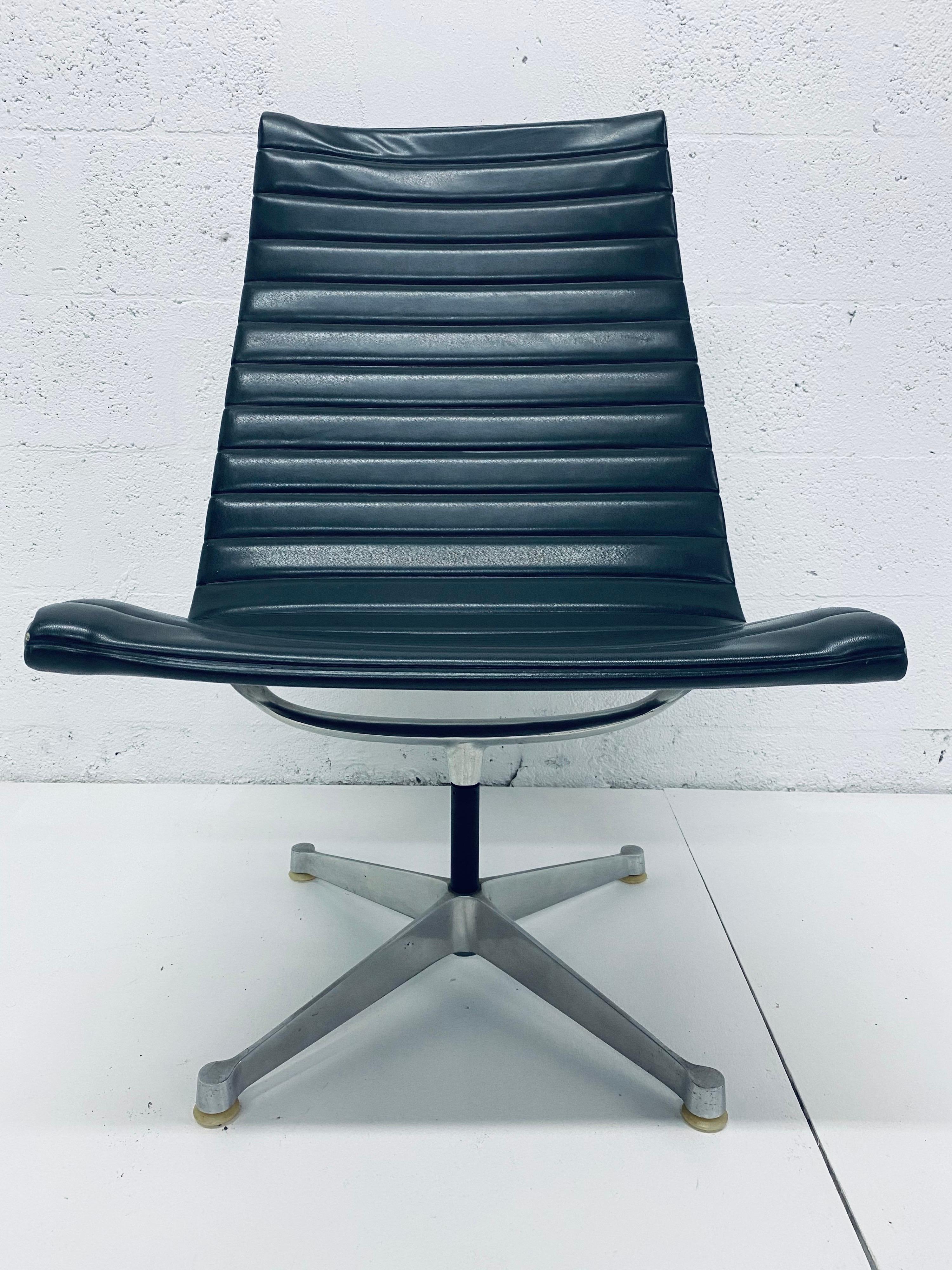 American Eames Aluminum Group Dark Gray Swivel Lounge Chair for Herman Miller