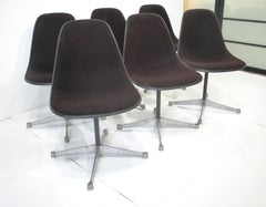 Eames Aluminum Group Scoop Upholstered Dining Chairs for Herman Miller