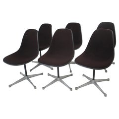 Eames Aluminum Group Scoop Upholstered Dining Chairs for Herman Miller
