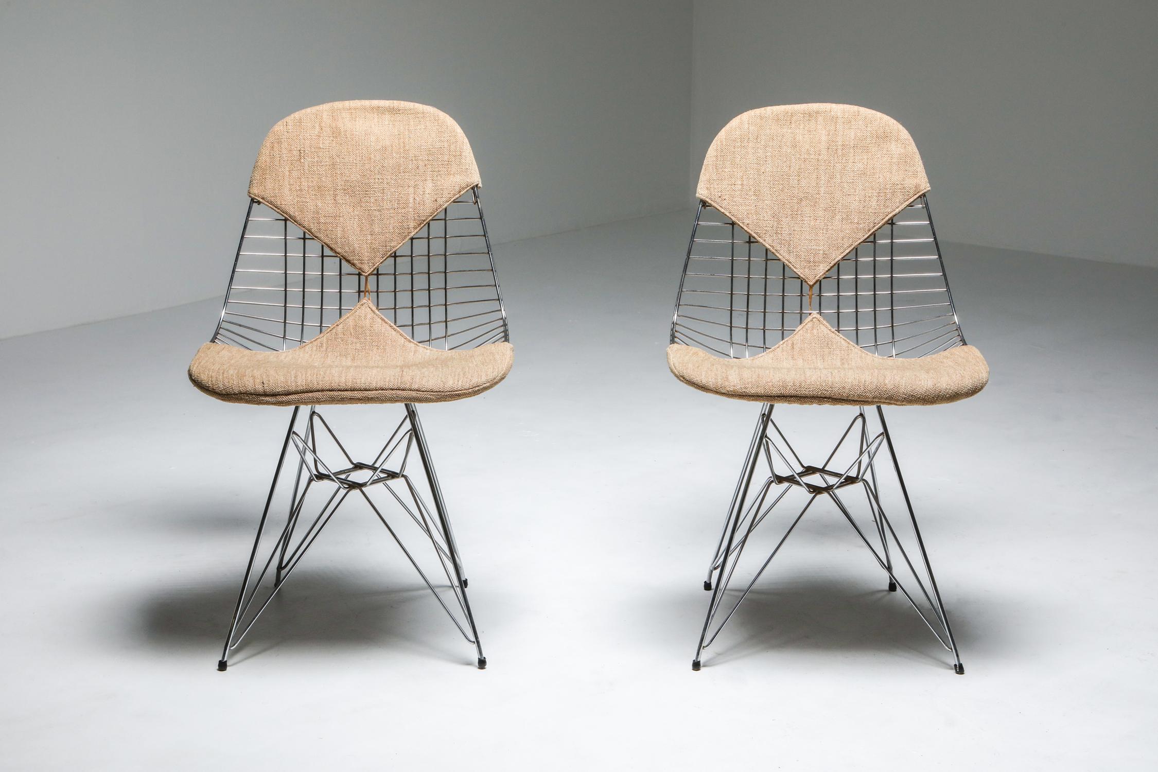Eames Bikini DKR Wire Chair in Original Canvas, Set of Six 2