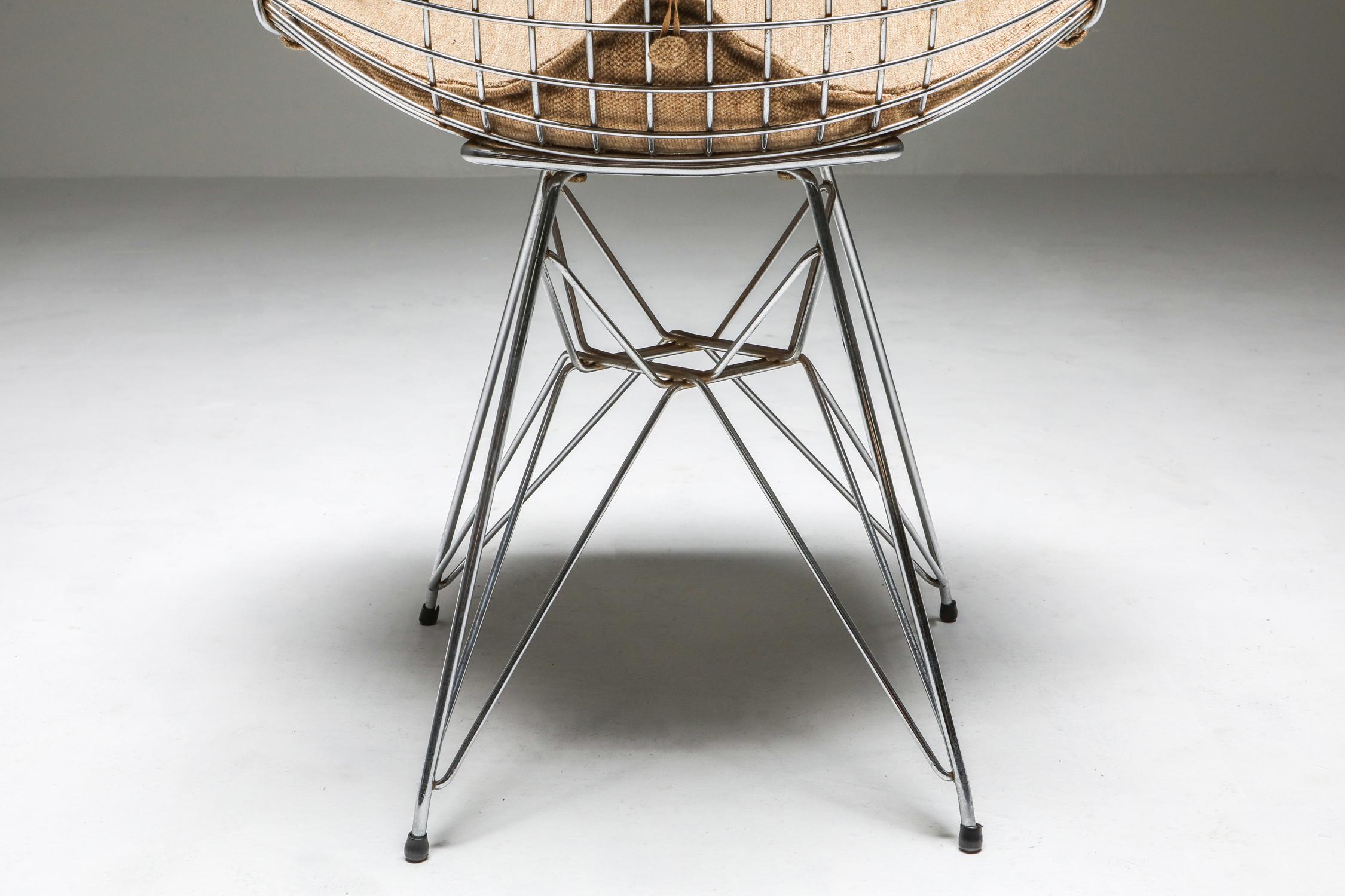 Eames Bikini DKR Wire Chair in Original Canvas, Set of Six 3