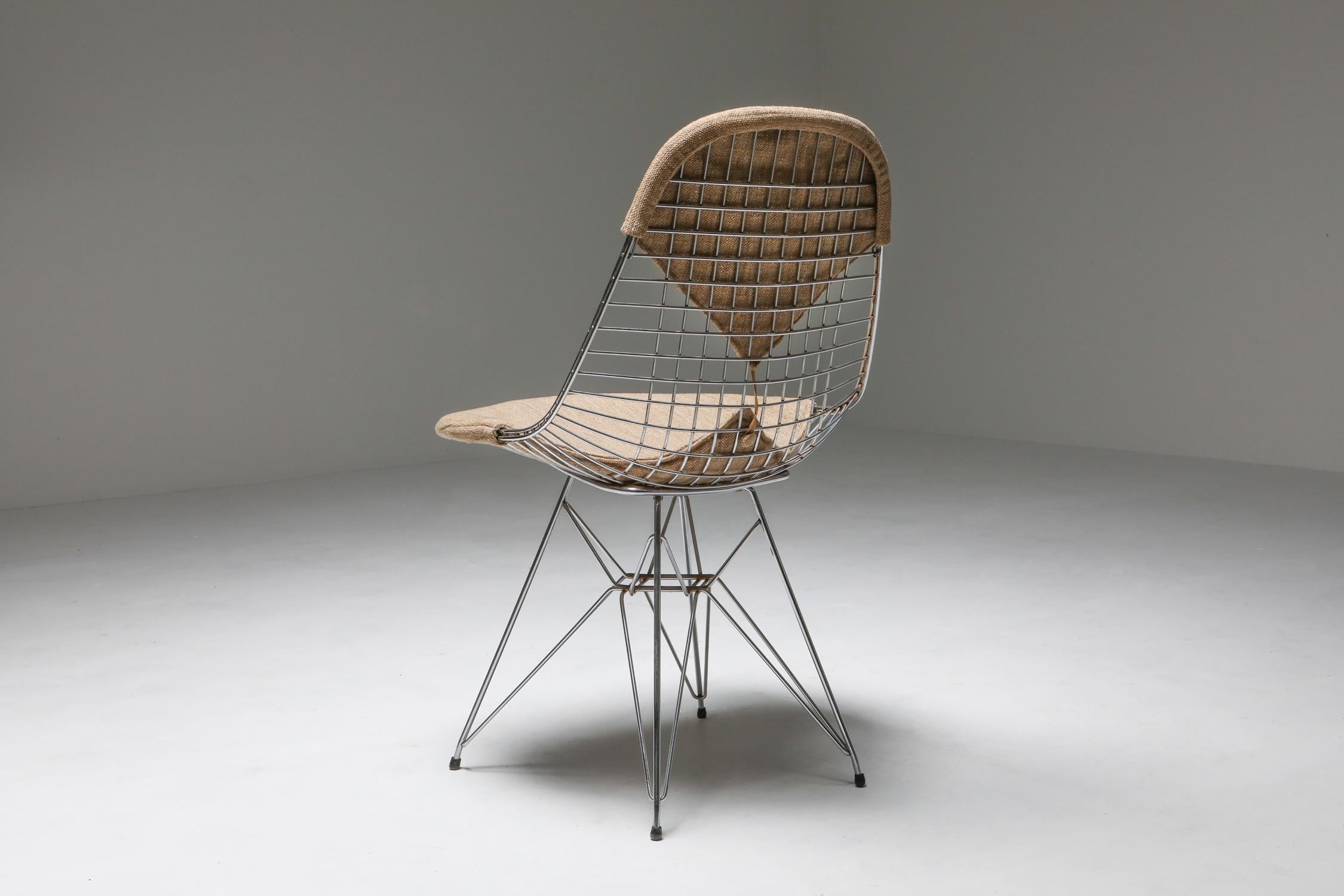 Eames Bikini DKR Wire Chair in Original Canvas, Set of Six 4