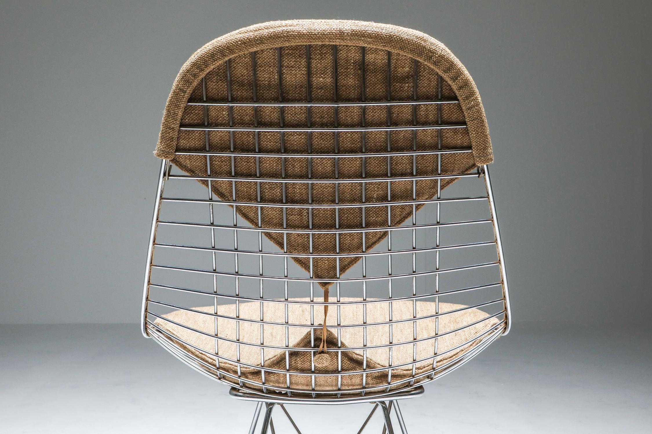 Eames Bikini DKR Wire Chair in Original Canvas, Set of Six 5