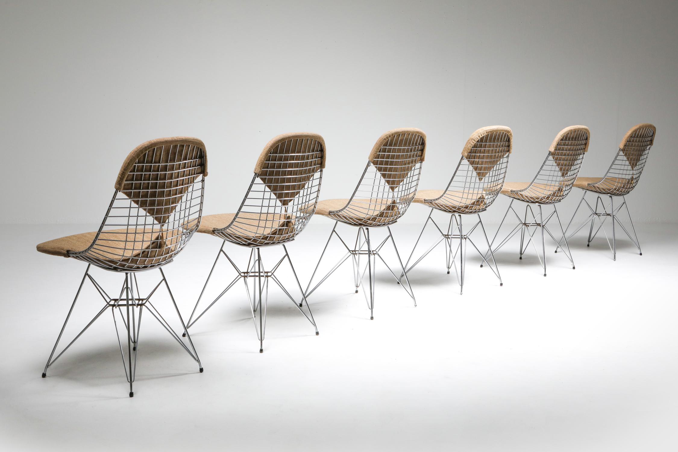 Eames Bikini DKR Wire Chair in Original Canvas:: Sechser-Set (Moderne der Mitte des Jahrhunderts)