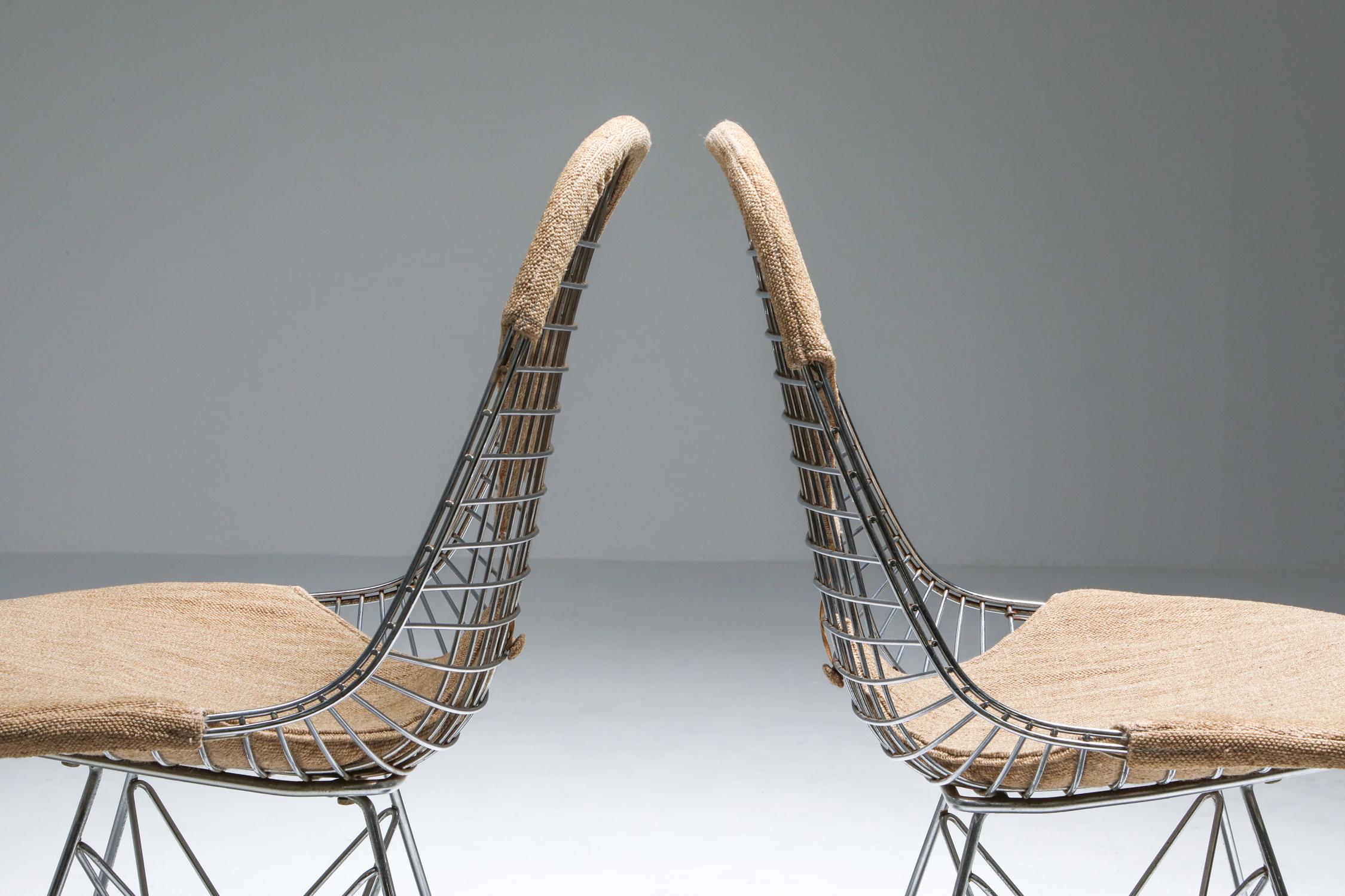 Eames Bikini DKR Wire Chair in Original Canvas:: Sechser-Set im Zustand „Gut“ in Antwerp, BE
