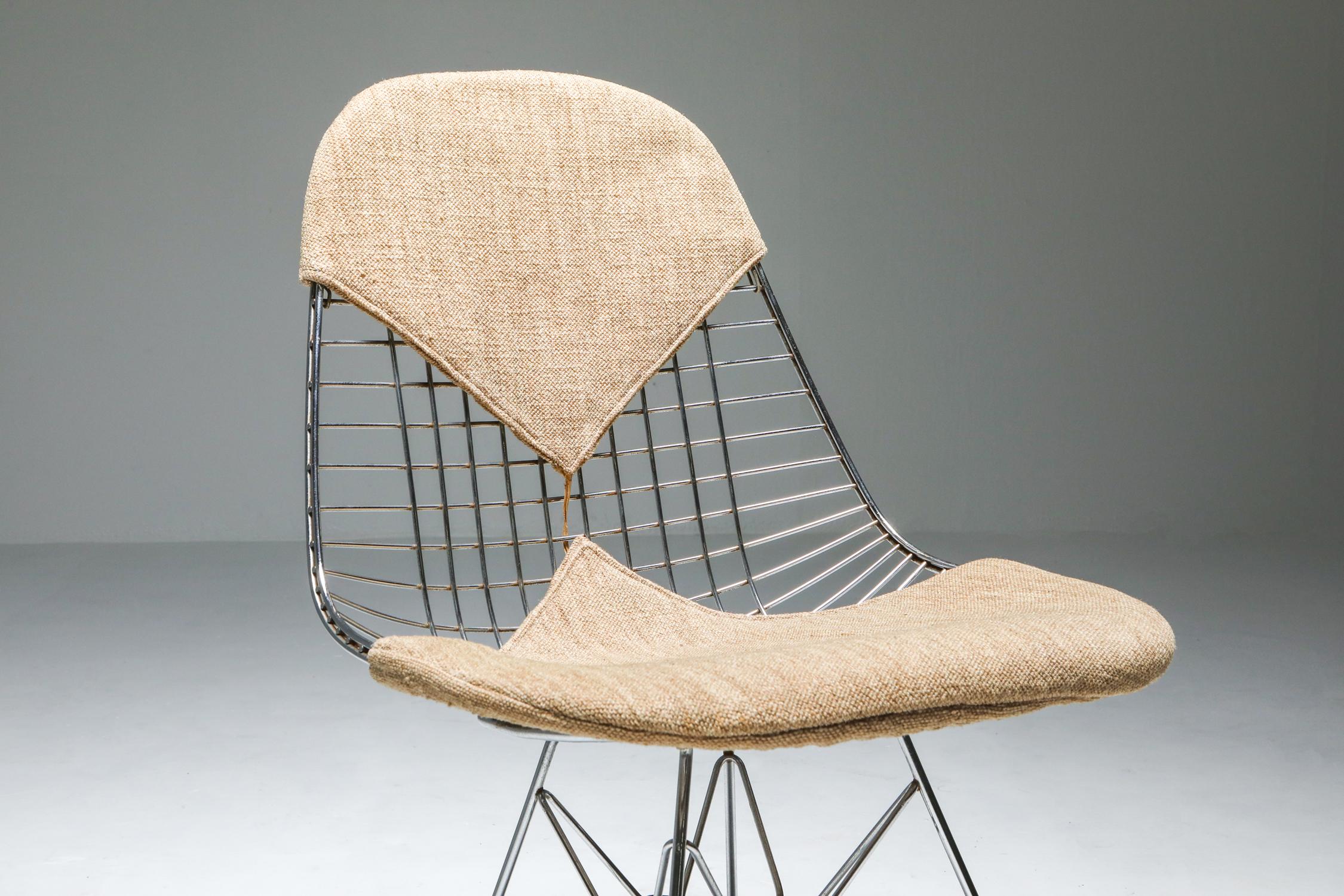 Metal Eames Bikini DKR Wire Chair in Original Canvas, Set of Six
