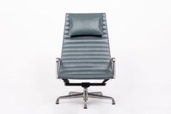 Eames Blue Gray Leather Office Lounge Chair for Herman Miller - 2 Available