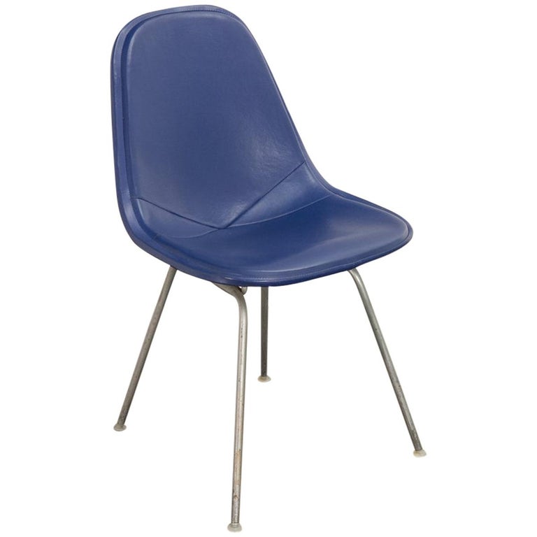 Wire Shell Chair Eames Blue Padded Wire Shell Chair For Sale at 1stDibs