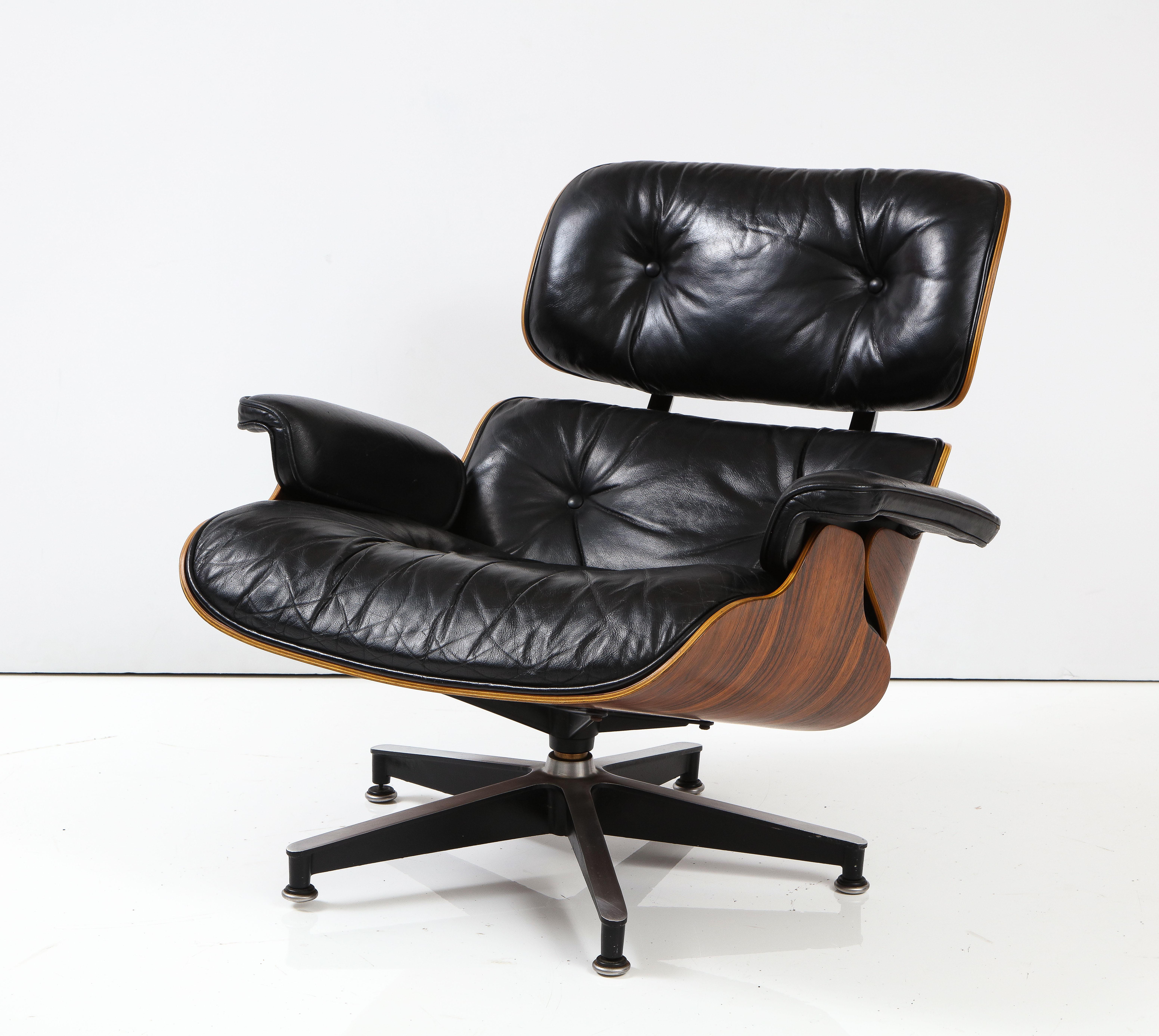 Mid-Century Modern Eames Brazilian Rosewood Lounge Chair And Ottoman For Sale