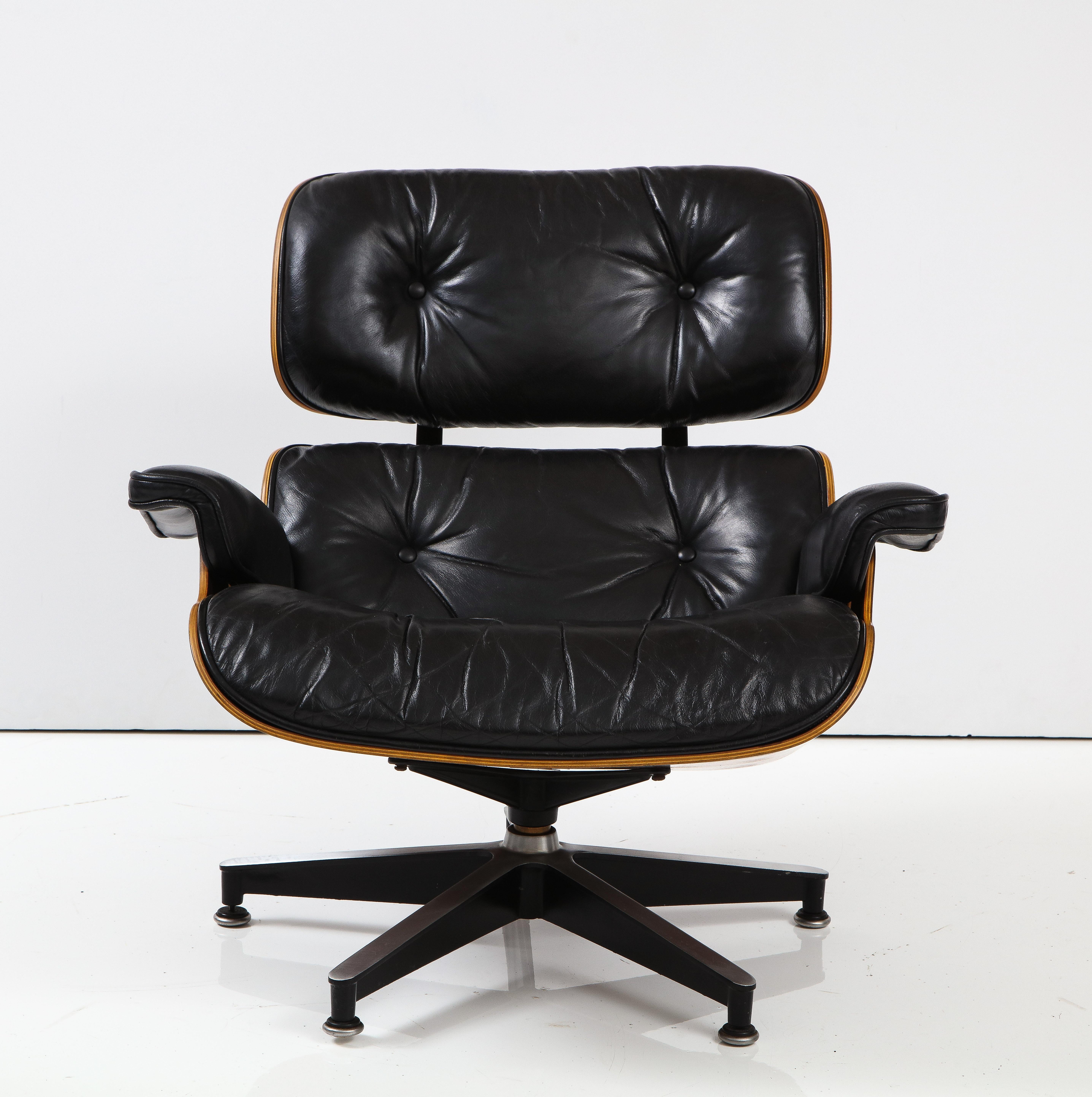 Eames Brazilian Rosewood Lounge Chair And Ottoman In Good Condition In New York, NY