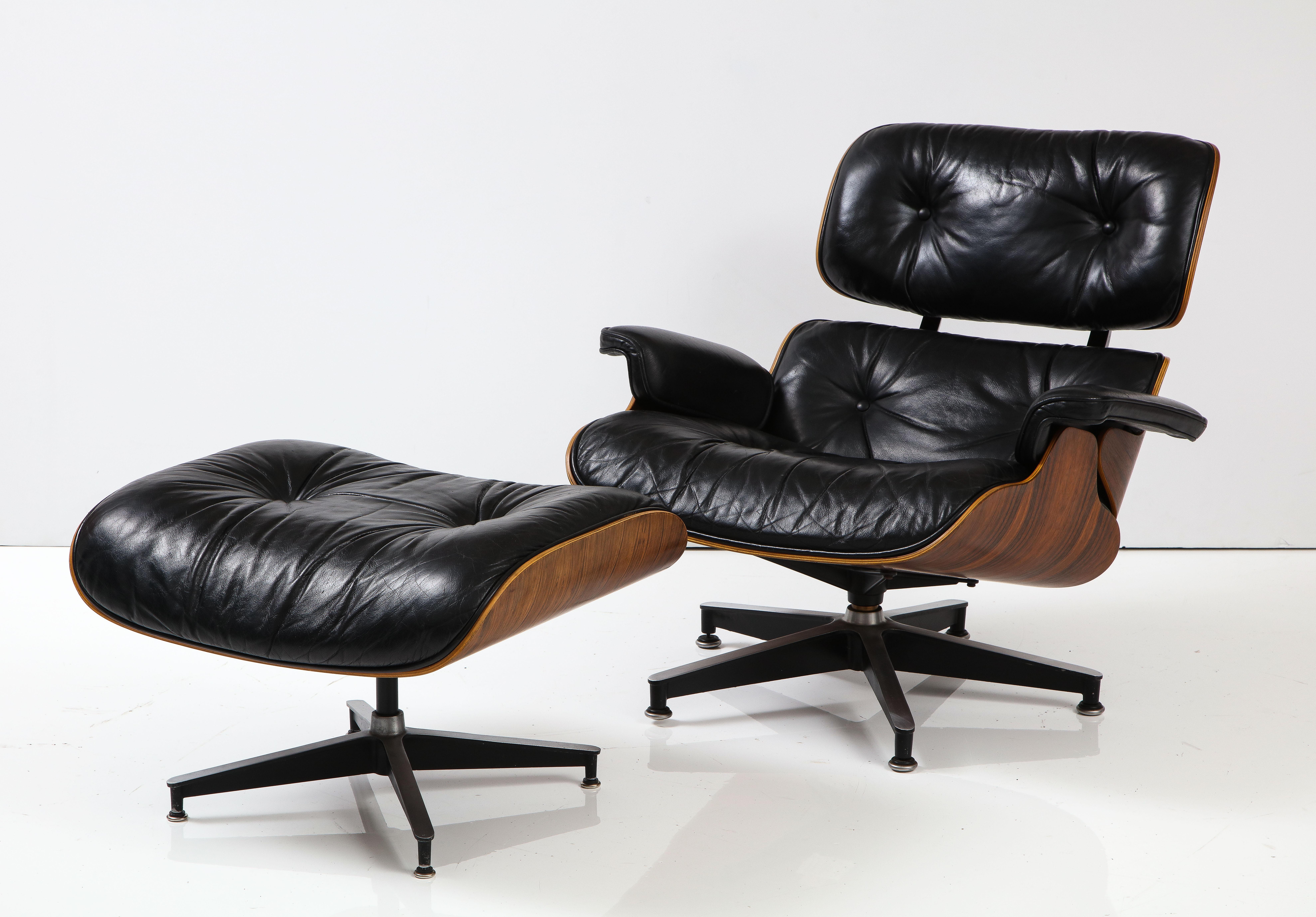 Aluminum Eames Brazilian Rosewood Lounge Chair And Ottoman For Sale