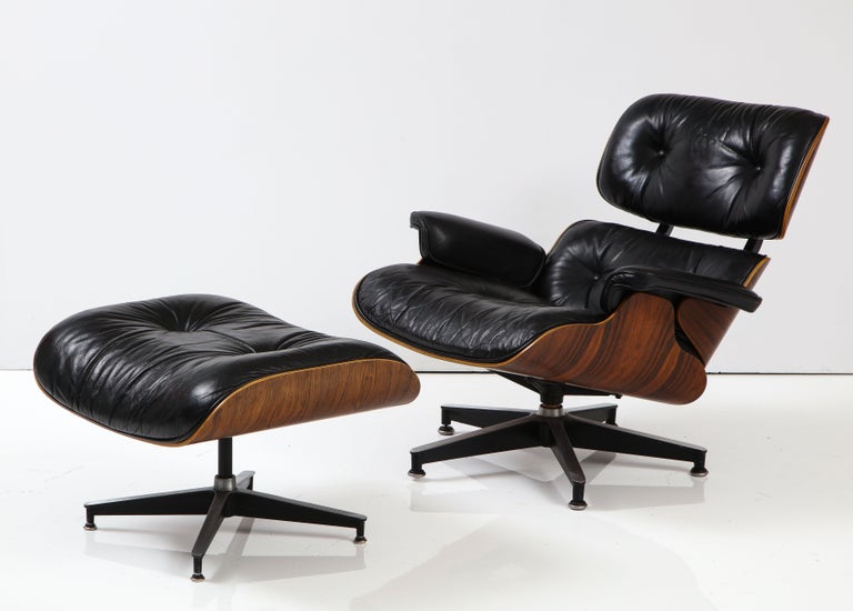Eames Brazilian Rosewood Lounge Chair And Ottoman For Sale at