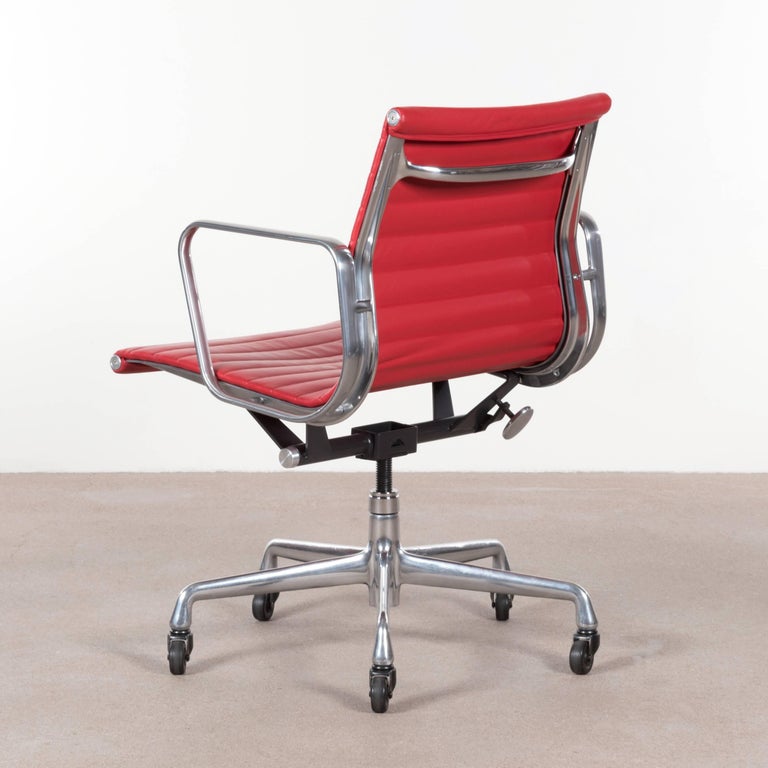 Eames Bright Red Leather Management Office Chair for Herman Miller at