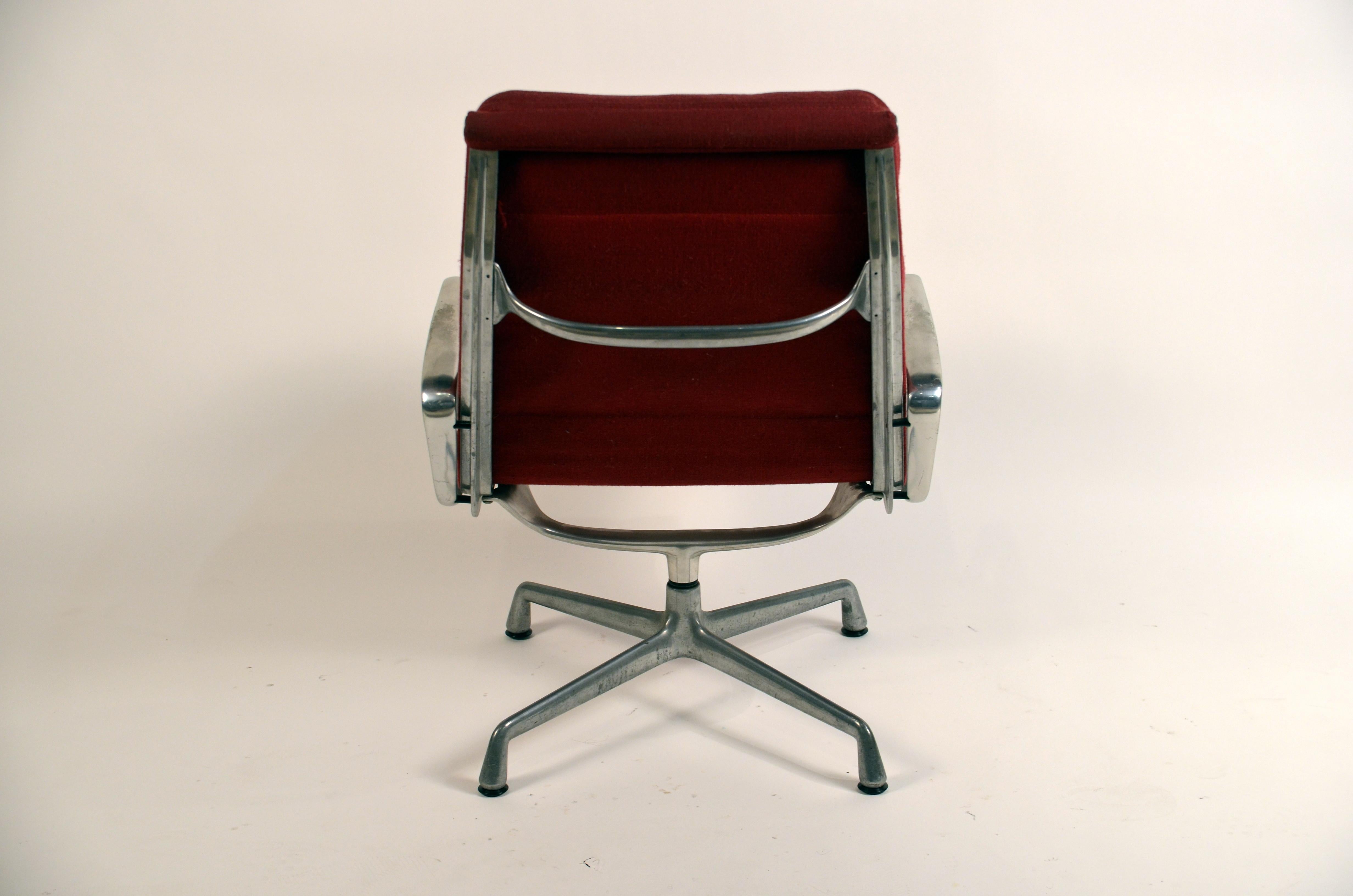 American Eames Burgungy EA 216 Soft Pad Swiveling Lounge Chair for Herman Miller