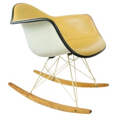 Eames Butterscotch Vinyl on White Base RAR Rocking Chair