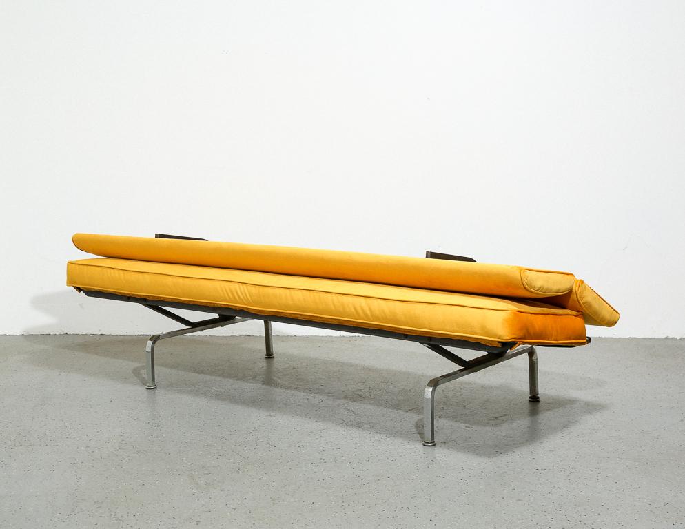 Mid-Century Modern Eames Compact Sofa in Yellow Velvet