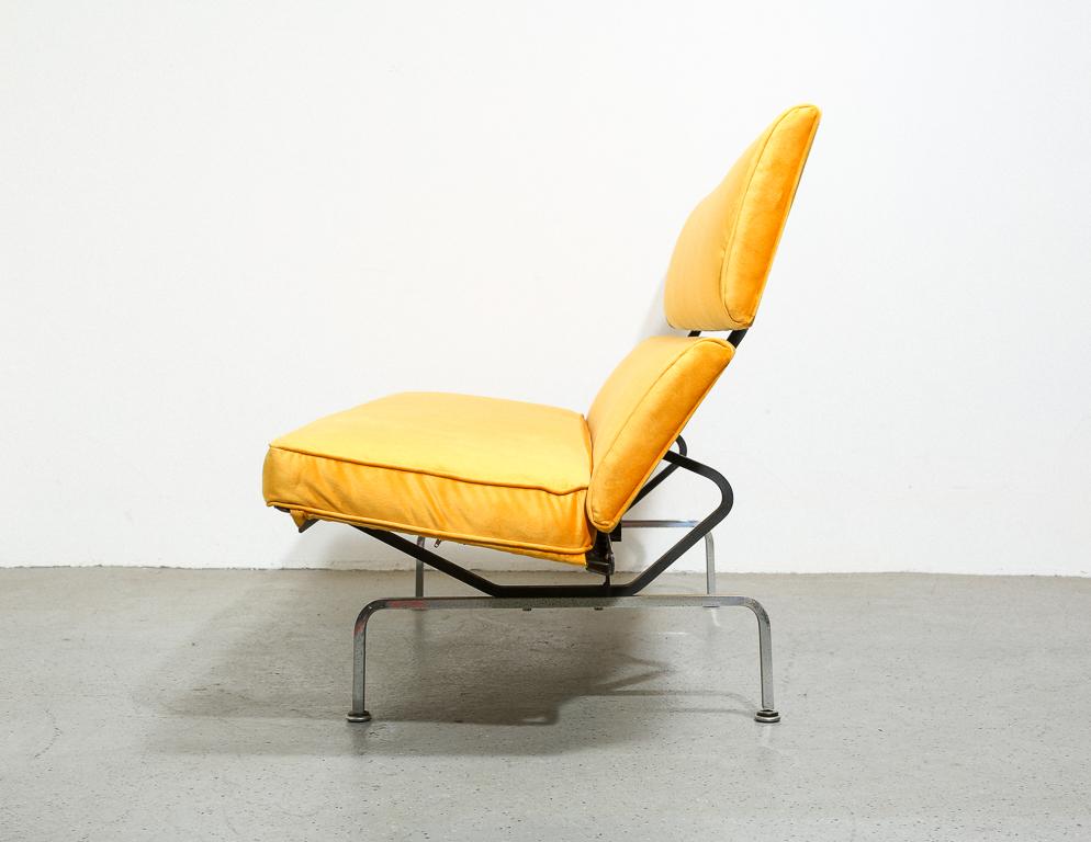 Eames Compact Sofa in Yellow Velvet In Excellent Condition In Brooklyn, NY