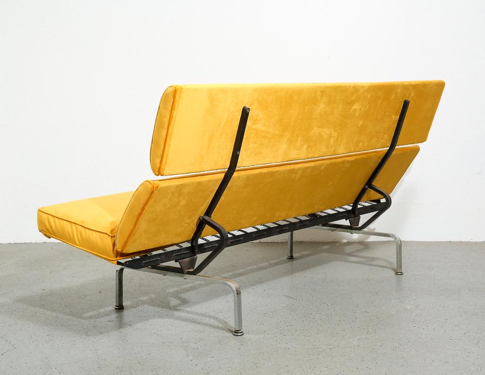 Mid-20th Century Eames Compact Sofa in Yellow Velvet