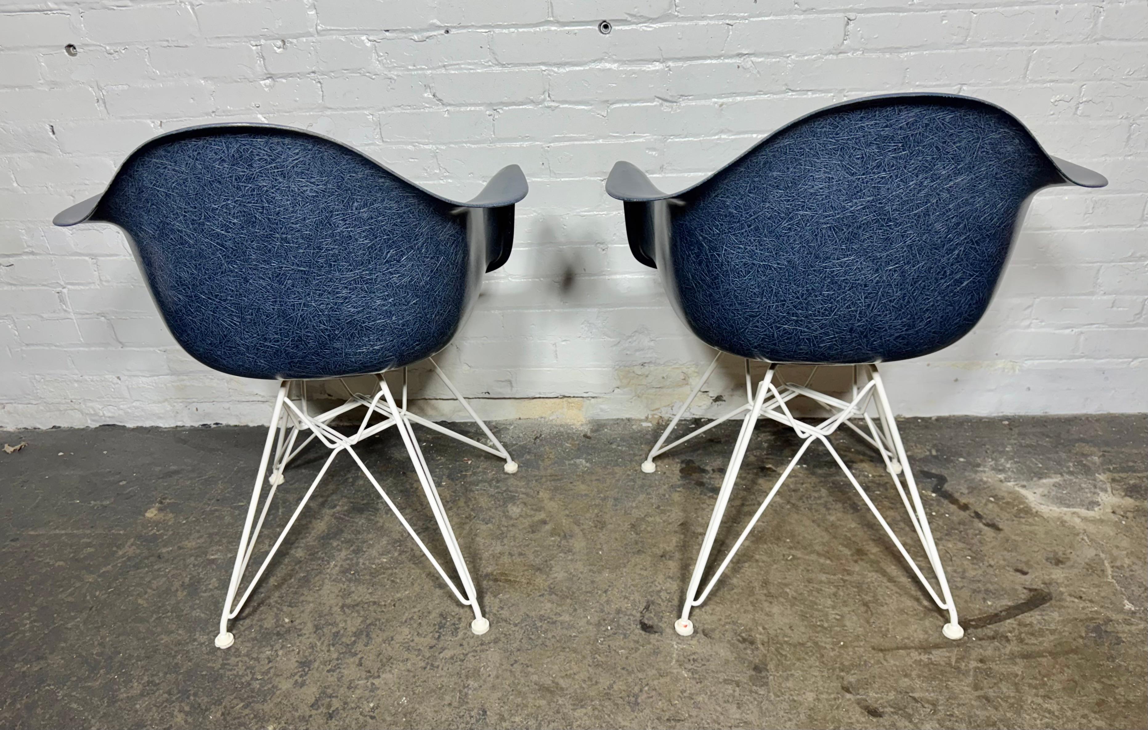 Contemporary Eames  DAR ARM SHELL Fiberglass Chair/ Electric Blue on White Eiffel Tower Base For Sale