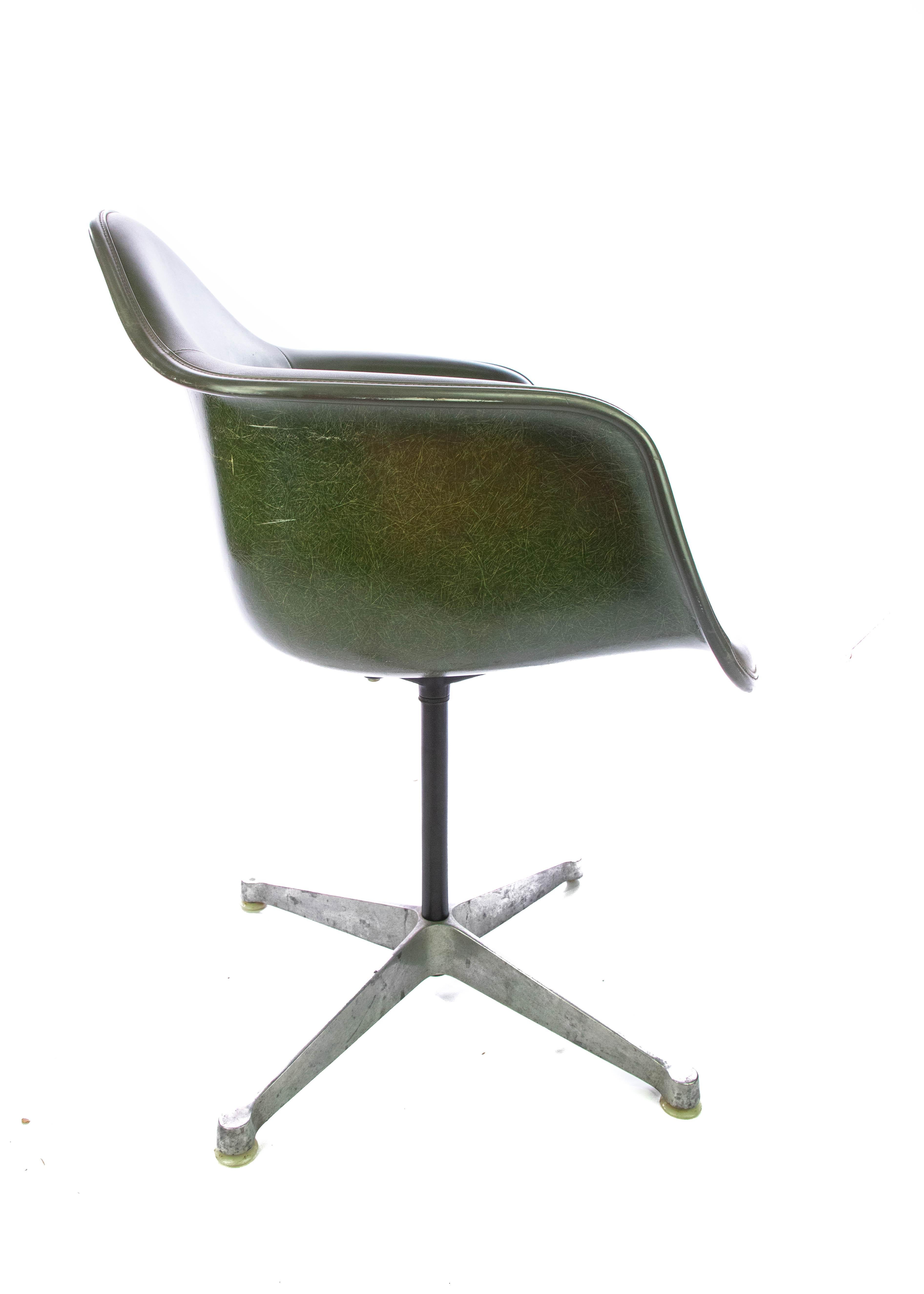 Mid-Century Modern Eames Dark Green Fiberglass Armchair for Herman Miller