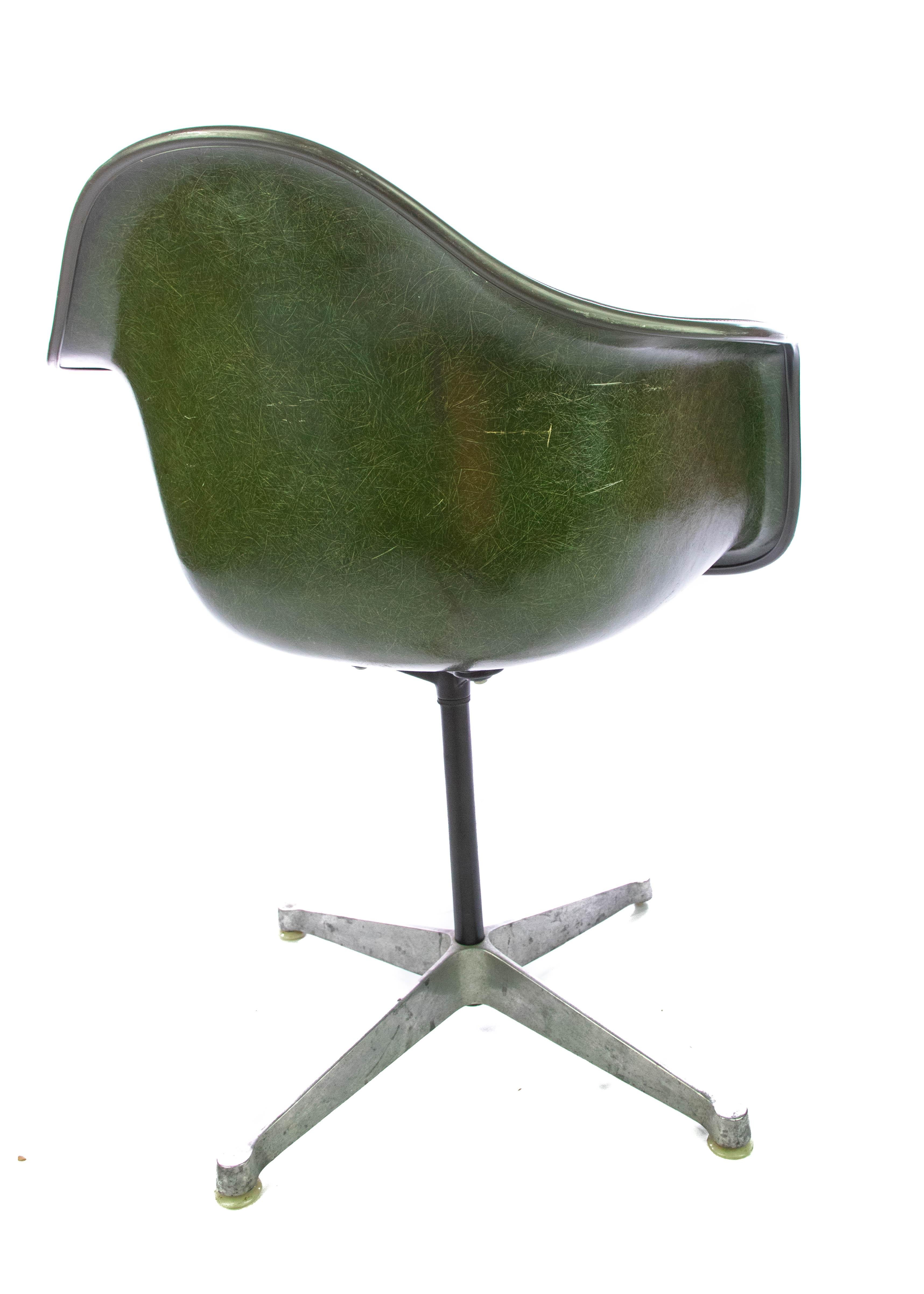 American Eames Dark Green Fiberglass Armchair for Herman Miller