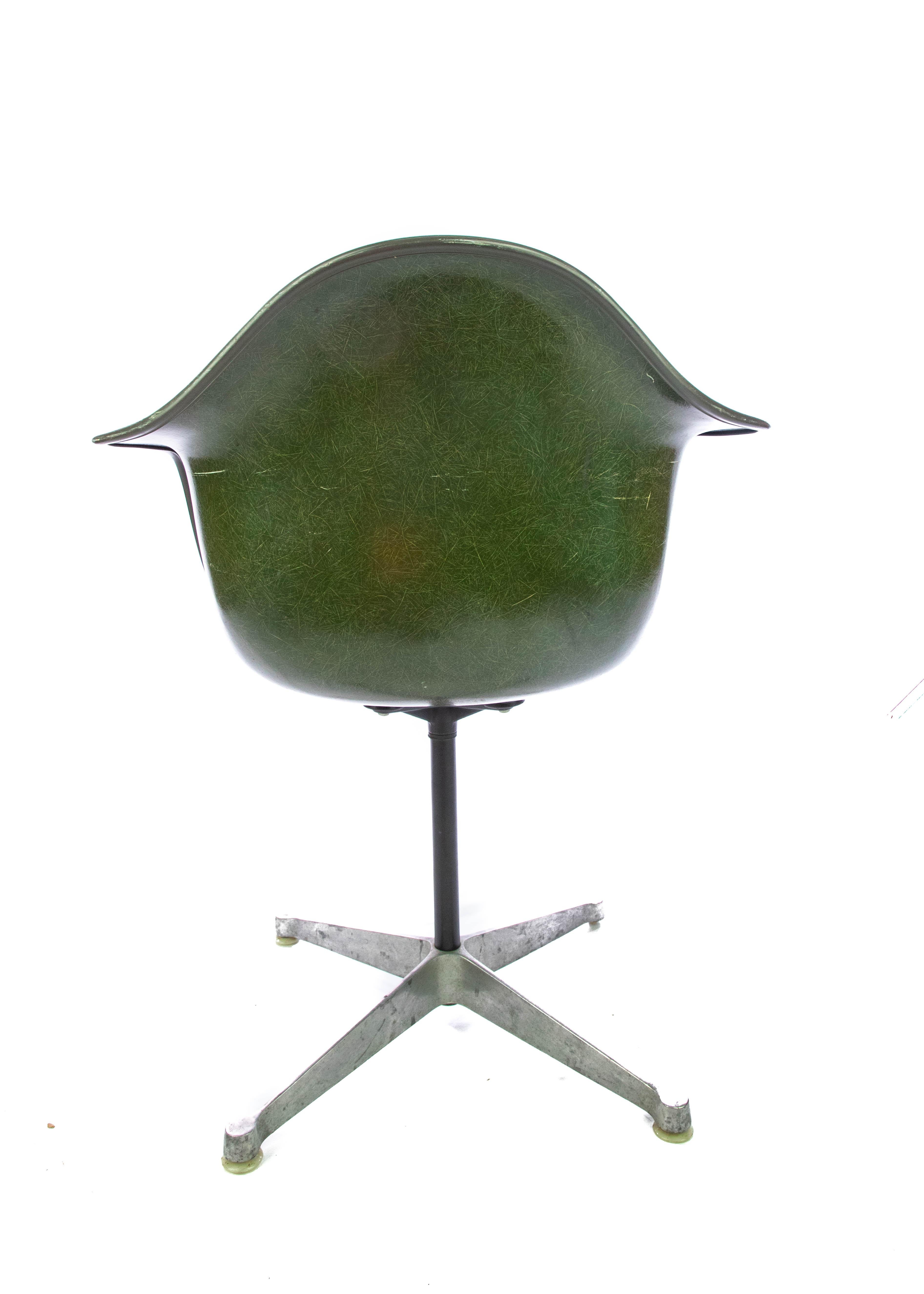 Molded Eames Dark Green Fiberglass Armchair for Herman Miller