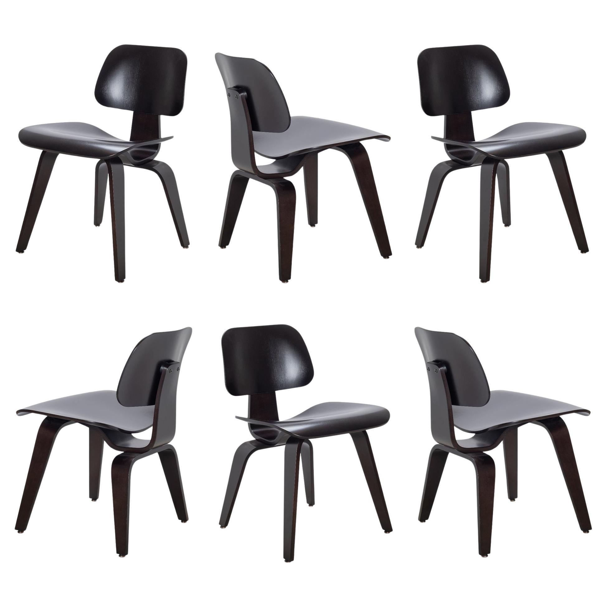 Eames DCW Dining Chairs in Espresso Ebony by Herman Miller, Set of 6