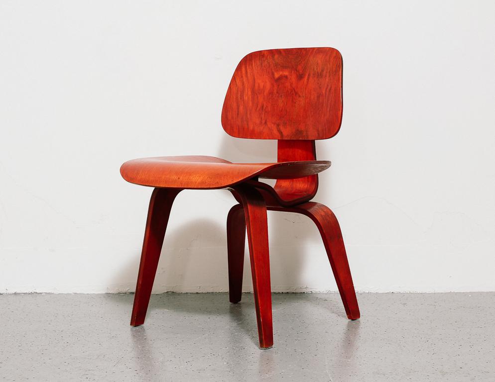 Plywood Eames DCW for Herman Miller in Red Aniline