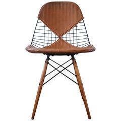 Eames DKW-2 Dowel Wire Chair with Leather Bikini Cover