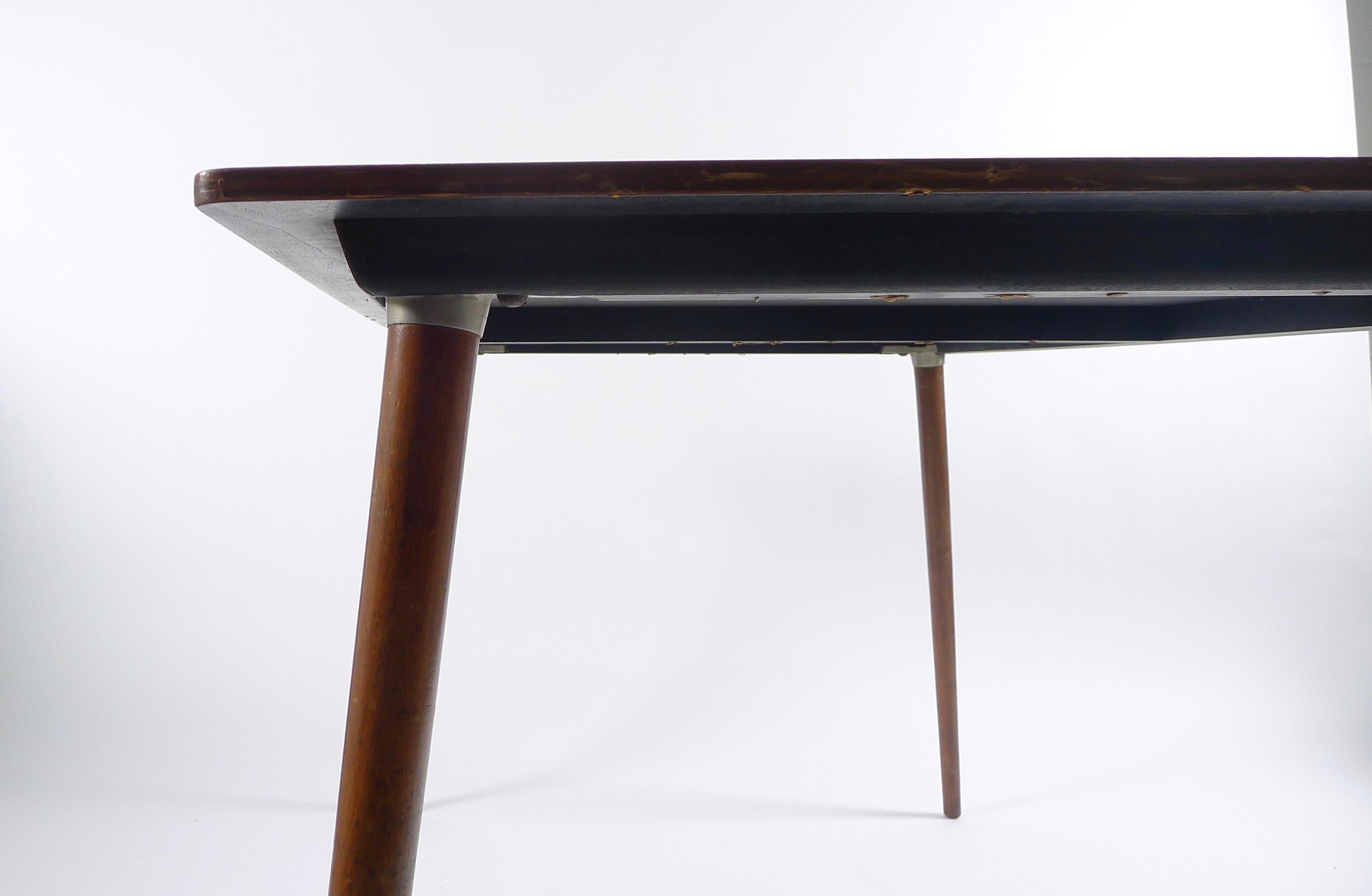 American Eames DTW-3 table, rectangular, tapering circular wood detachable legs, 1950