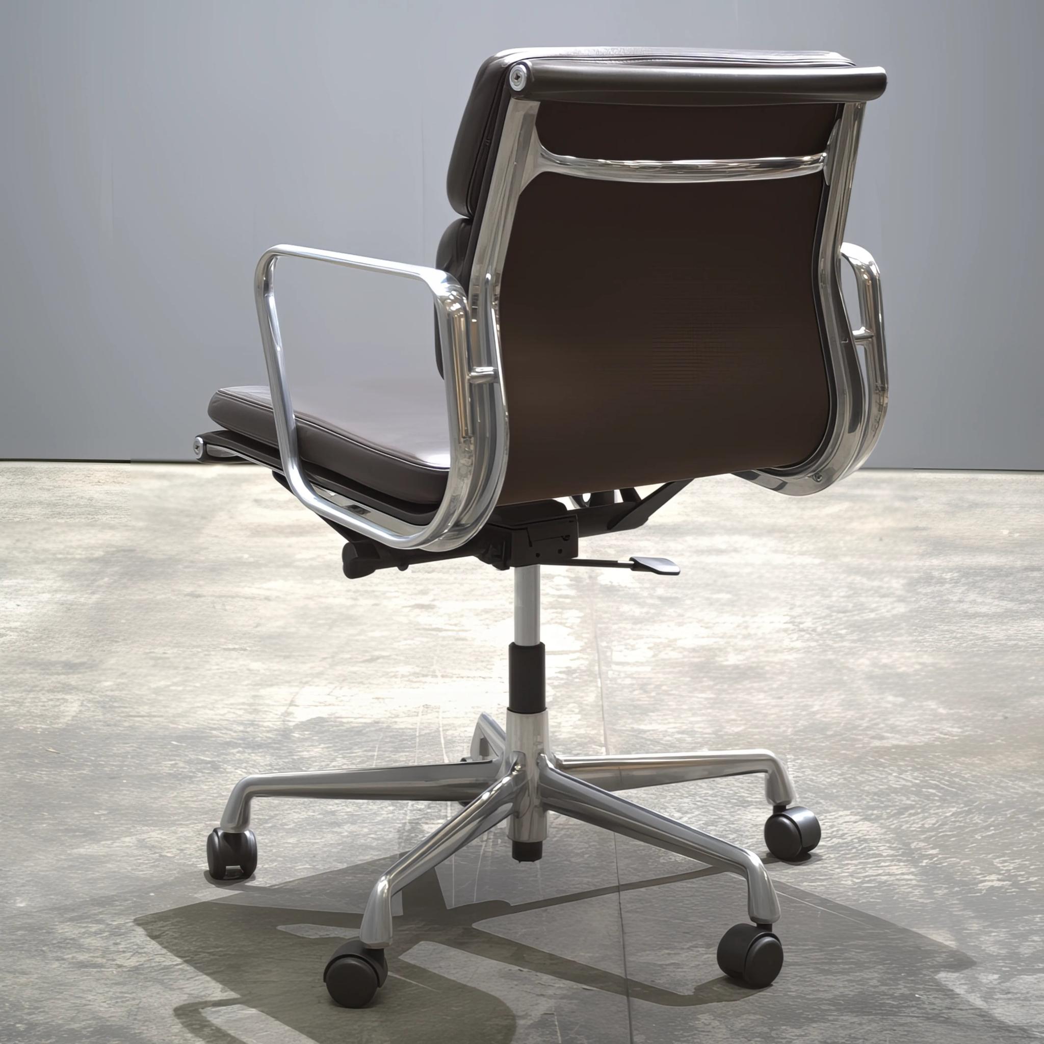 American Eames EA 435 Soft Pad Brown Leather Office Chair, Low Back by  Vitra