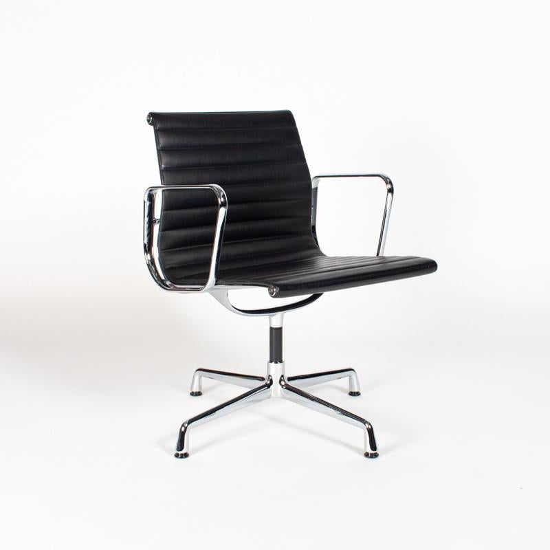 Mid-Century Modern Eames EA108 Black Leather Dining Chair by Vitra